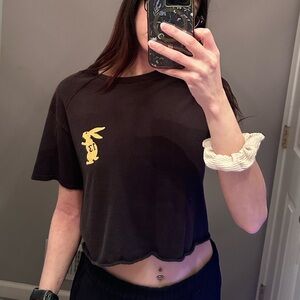 Empyre Black Crop Top with Yellow Design